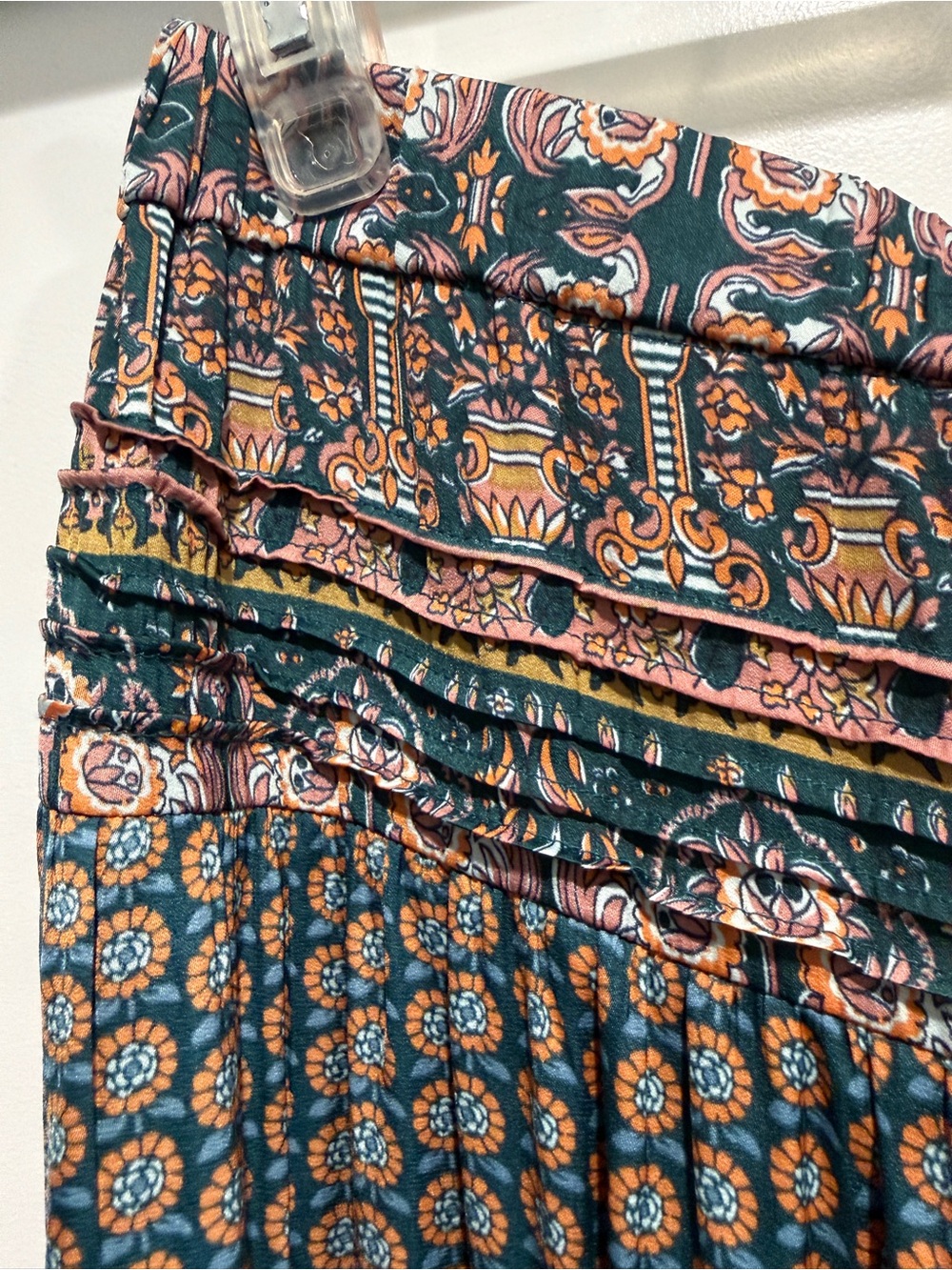Anthropologie Teal Floral-Print Wide Leg Pants- L - Picture 3 of 4